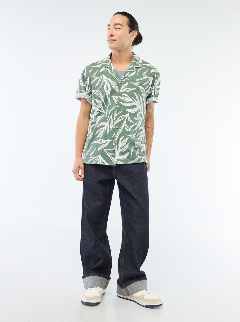 Camicia a maniche corte con motivo Verde - Kiabi