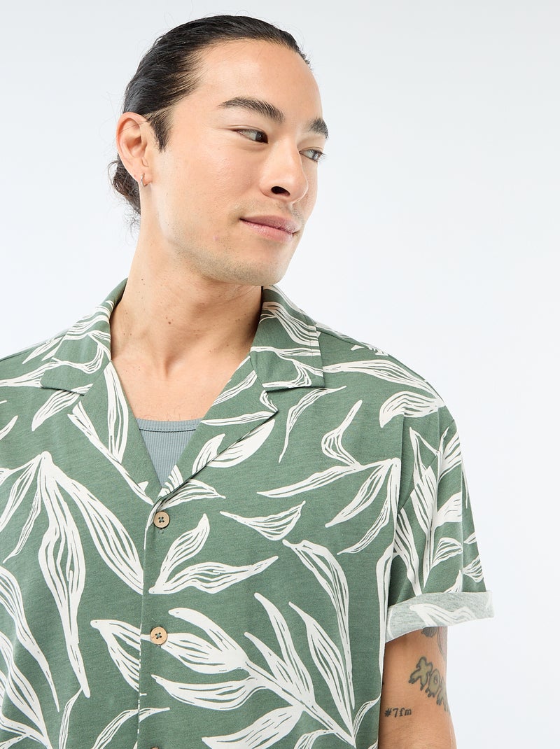 Camicia a maniche corte con motivo Verde - Kiabi