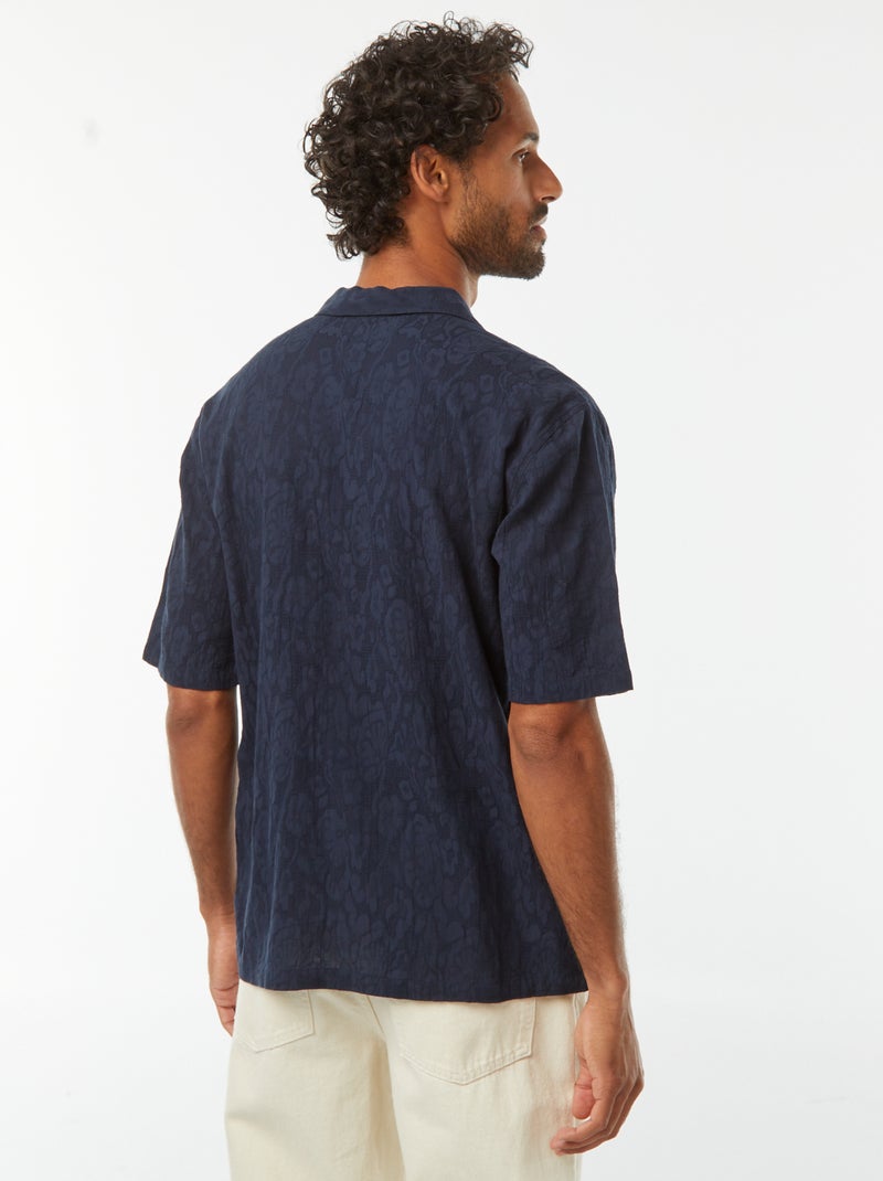 Camicia a maniche corte con ricami blu - Kiabi