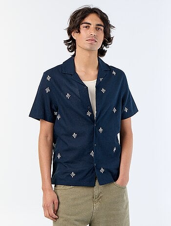 Camicia a maniche corte con ricami