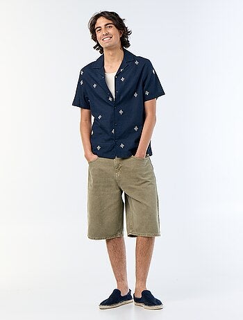 Camicia a maniche corte con ricami