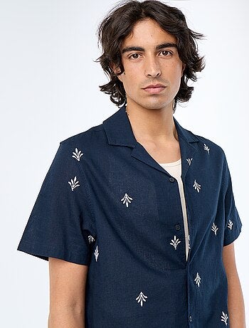 Camicia a maniche corte con ricami