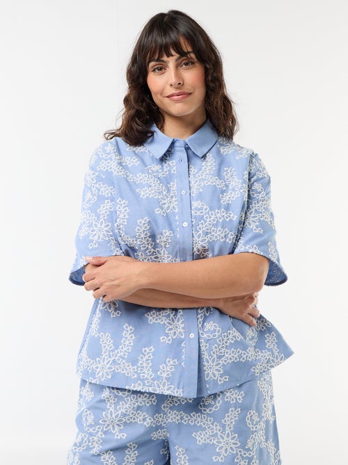 Camicia a maniche corte con ricami - Kiabi