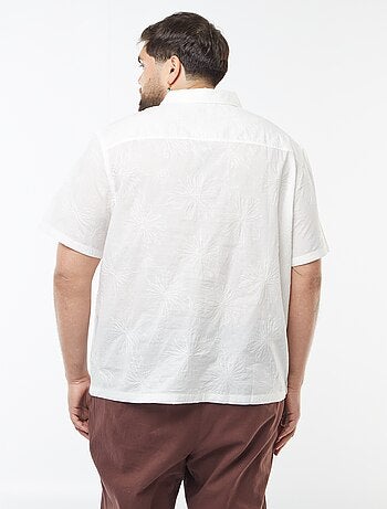 Camicia a maniche corte con ricami floreali all over