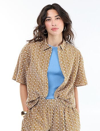 Camicia a maniche corte con ricami