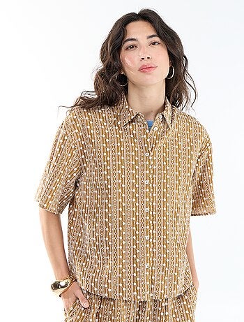 Camicia a maniche corte con ricami