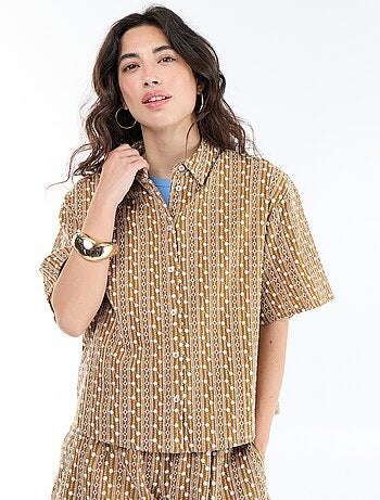 Camicia a maniche corte con ricami