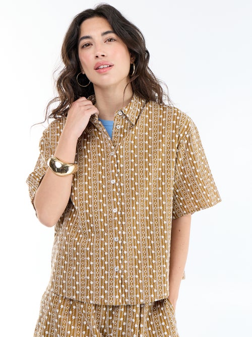 Camicia a maniche corte con ricami - Kiabi