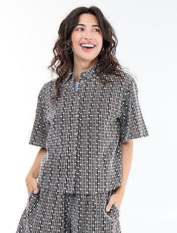 Camicia a maniche corte con ricami