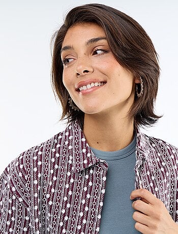 Camicia a maniche corte con ricami