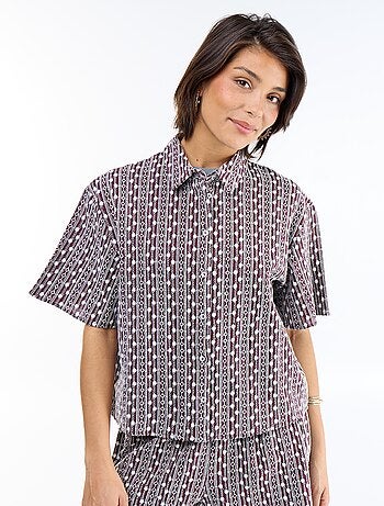 Camicia a maniche corte con ricami