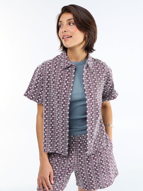 Camicia a maniche corte con ricami - Kiabi