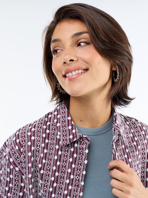 Camicia a maniche corte con ricami - Kiabi