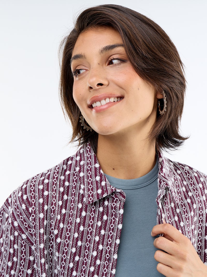 Camicia a maniche corte con ricami Rosa - Kiabi