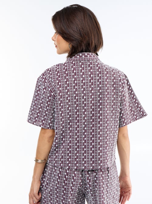 Camicia a maniche corte con ricami - Kiabi