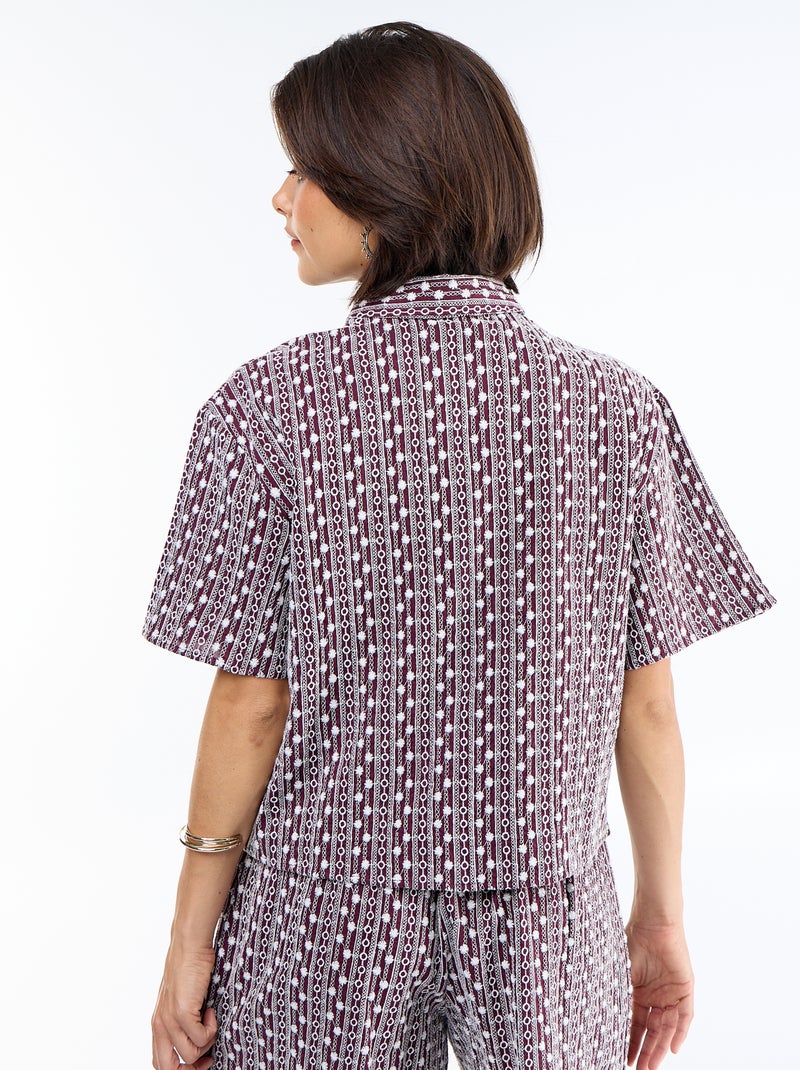 Camicia a maniche corte con ricami Rosa - Kiabi