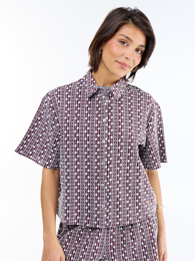 Camicia a maniche corte con ricami Rosa - Kiabi