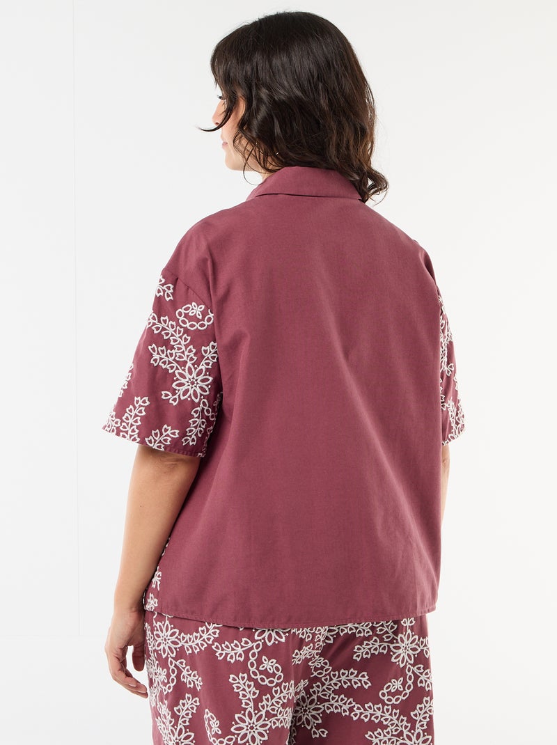Camicia a maniche corte con ricami Rosa - Kiabi