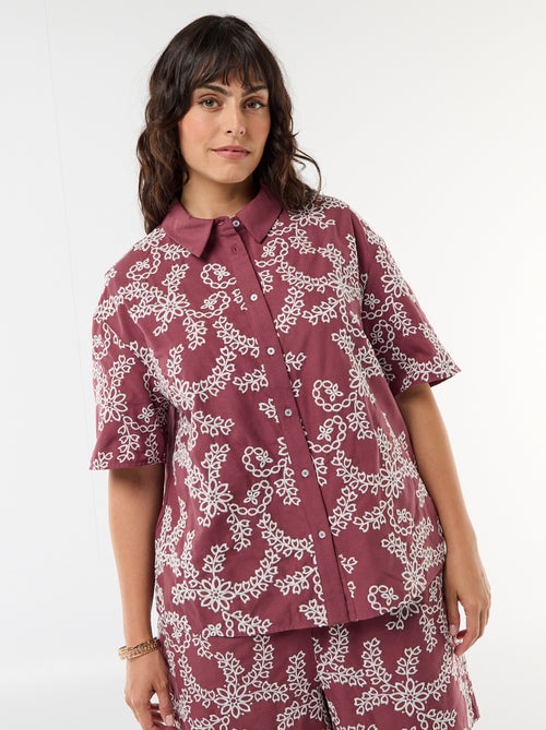 Camicia a maniche corte con ricami - Kiabi