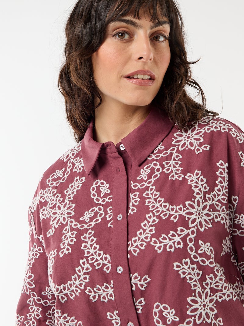 Camicia a maniche corte con ricami Rosa - Kiabi