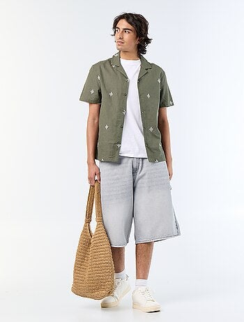Camicia a maniche corte con ricami