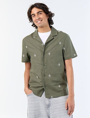 Camicia a maniche corte con ricami