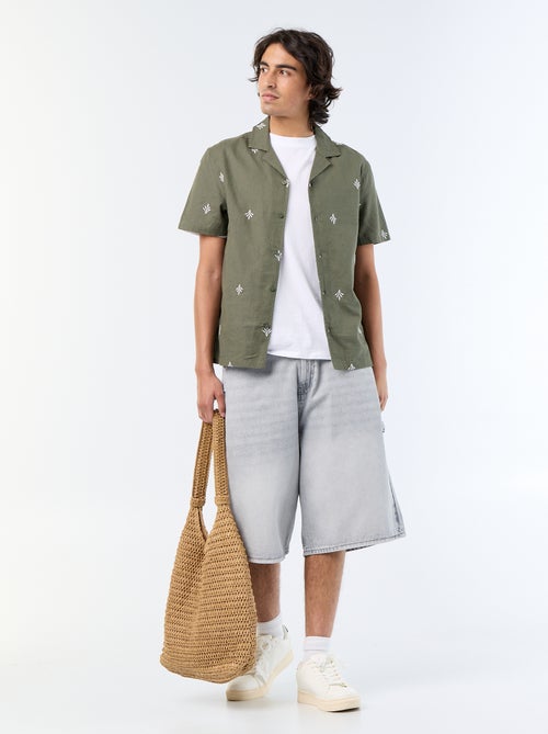 Camicia a maniche corte con ricami - Kiabi