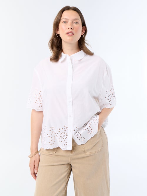 Camicia a maniche corte con ricamo traforato - Kiabi