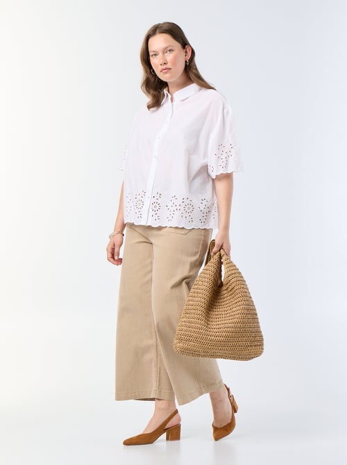 Camicia a maniche corte con ricamo traforato - Kiabi