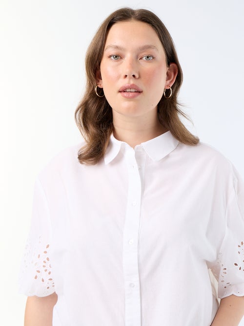 Camicia a maniche corte con ricamo traforato - Kiabi