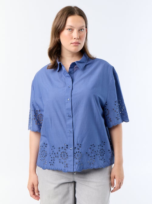 Camicia a maniche corte con ricamo traforato - Kiabi
