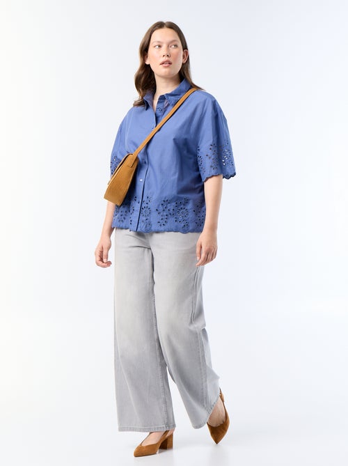 Camicia a maniche corte con ricamo traforato - Kiabi