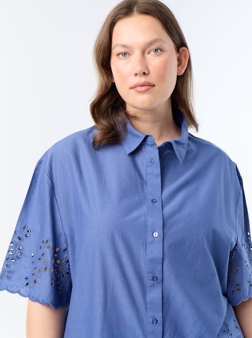 Camicia a maniche corte con ricamo traforato - Kiabi