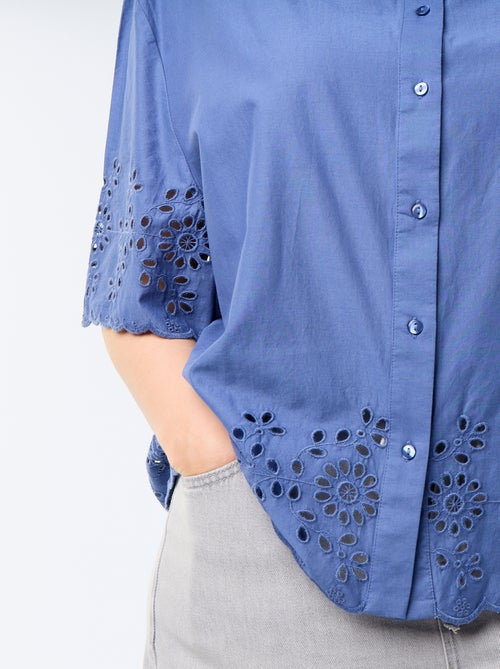 Camicia a maniche corte con ricamo traforato - Kiabi