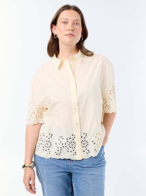 Camicia a maniche corte con ricamo traforato - Kiabi