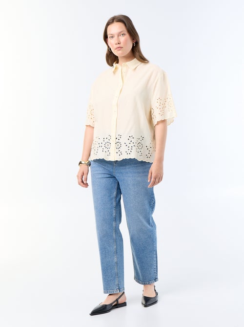 Camicia a maniche corte con ricamo traforato - Kiabi