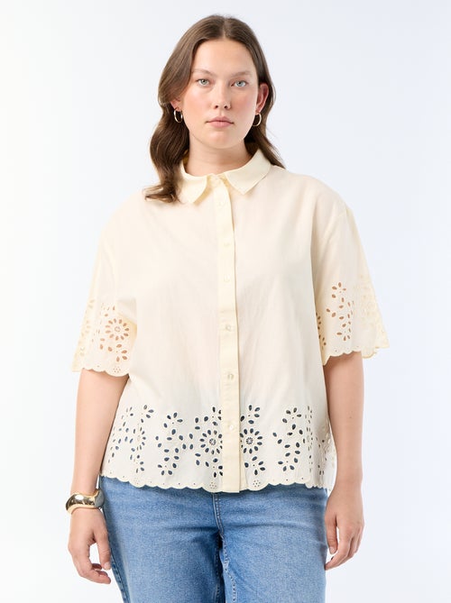 Camicia a maniche corte con ricamo traforato - Kiabi