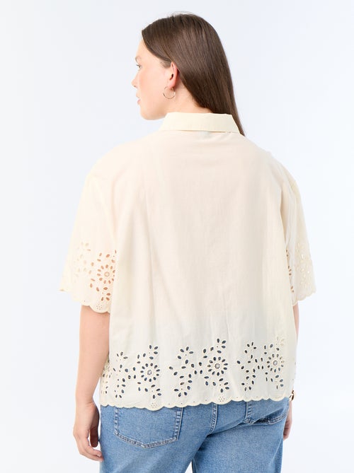 Camicia a maniche corte con ricamo traforato - Kiabi