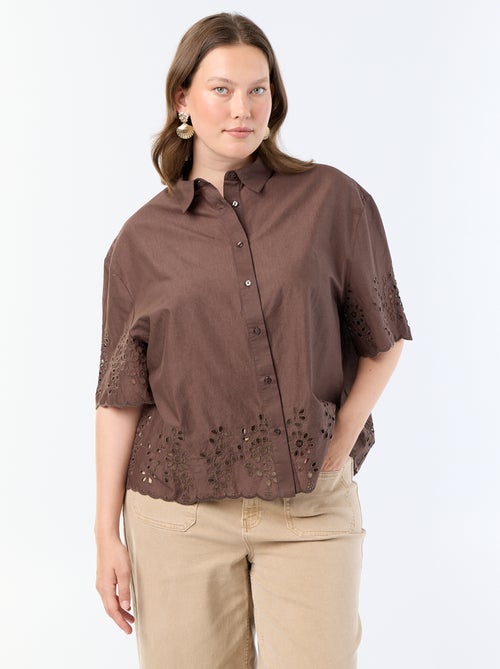 Camicia a maniche corte con ricamo traforato - Kiabi