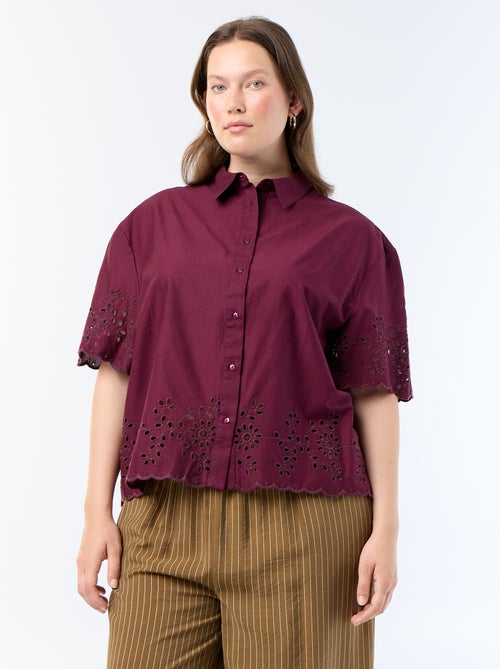 Camicia a maniche corte con ricamo traforato - Kiabi