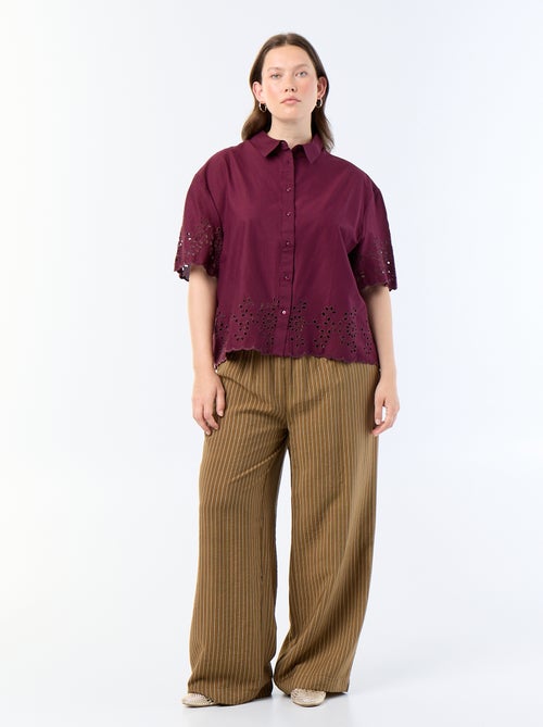 Camicia a maniche corte con ricamo traforato - Kiabi