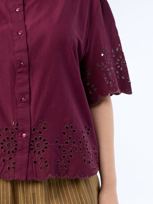 Camicia a maniche corte con ricamo traforato - Kiabi