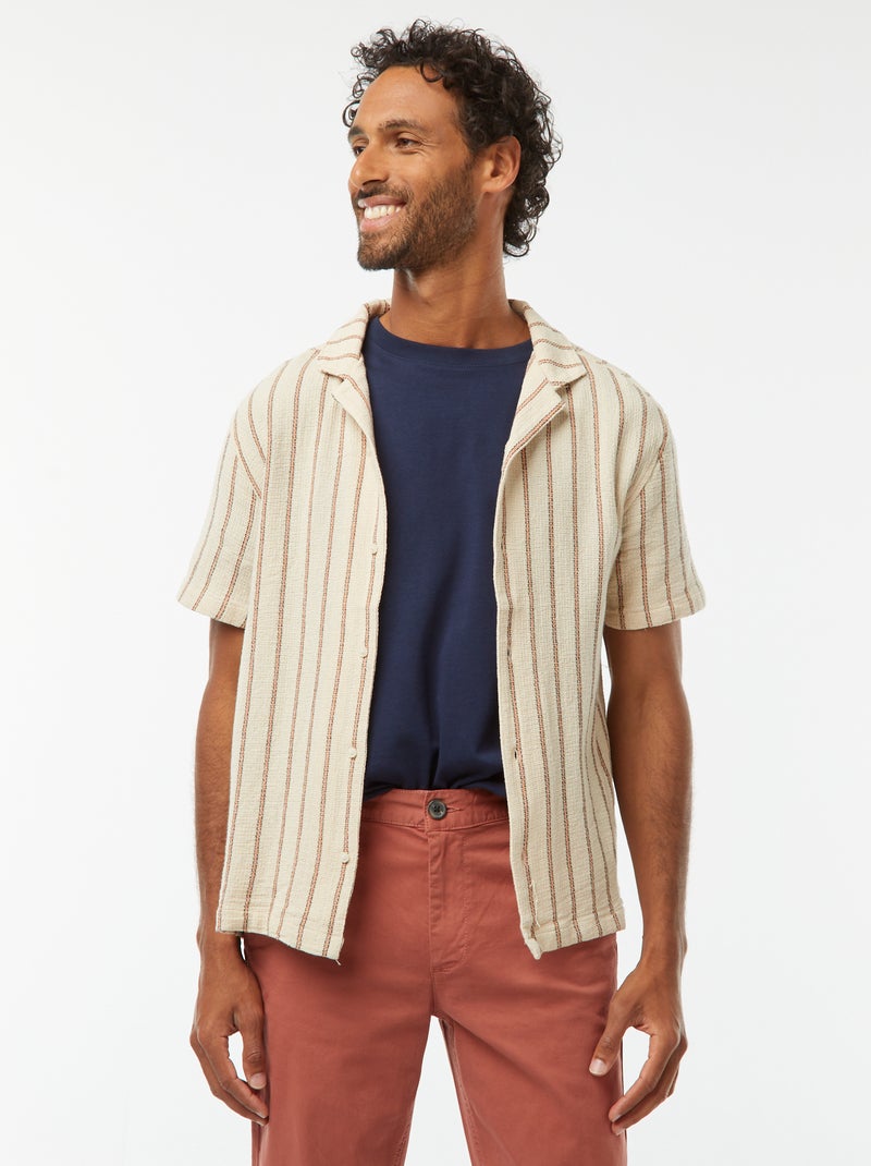 Camicia a maniche corte con righe Bianco - Kiabi