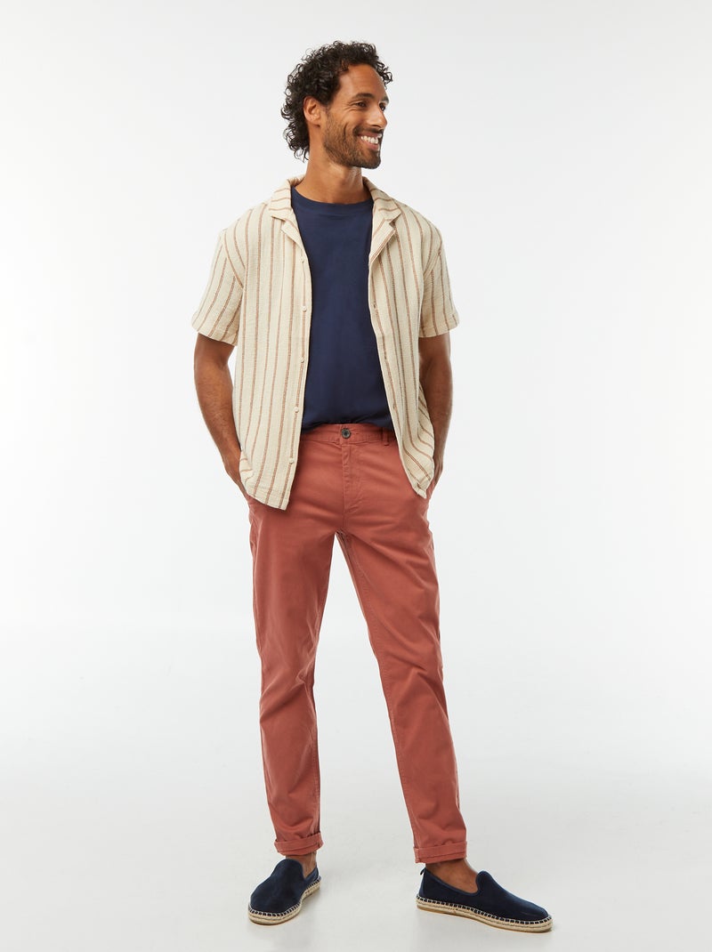 Camicia a maniche corte con righe Bianco - Kiabi