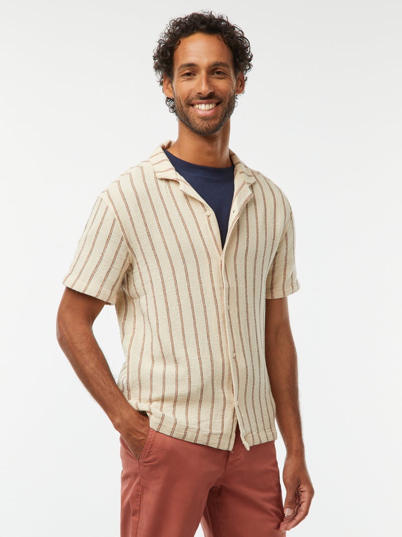 Camicia a maniche corte con righe Bianco - Kiabi