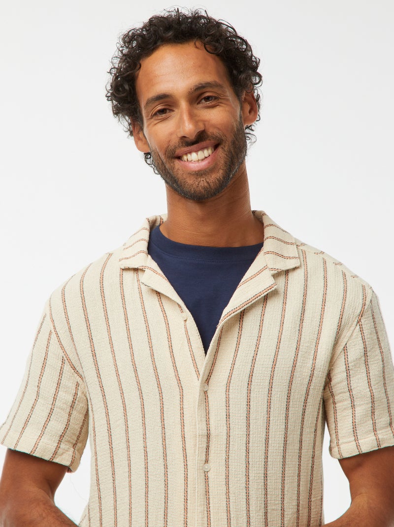 Camicia a maniche corte con righe Bianco - Kiabi