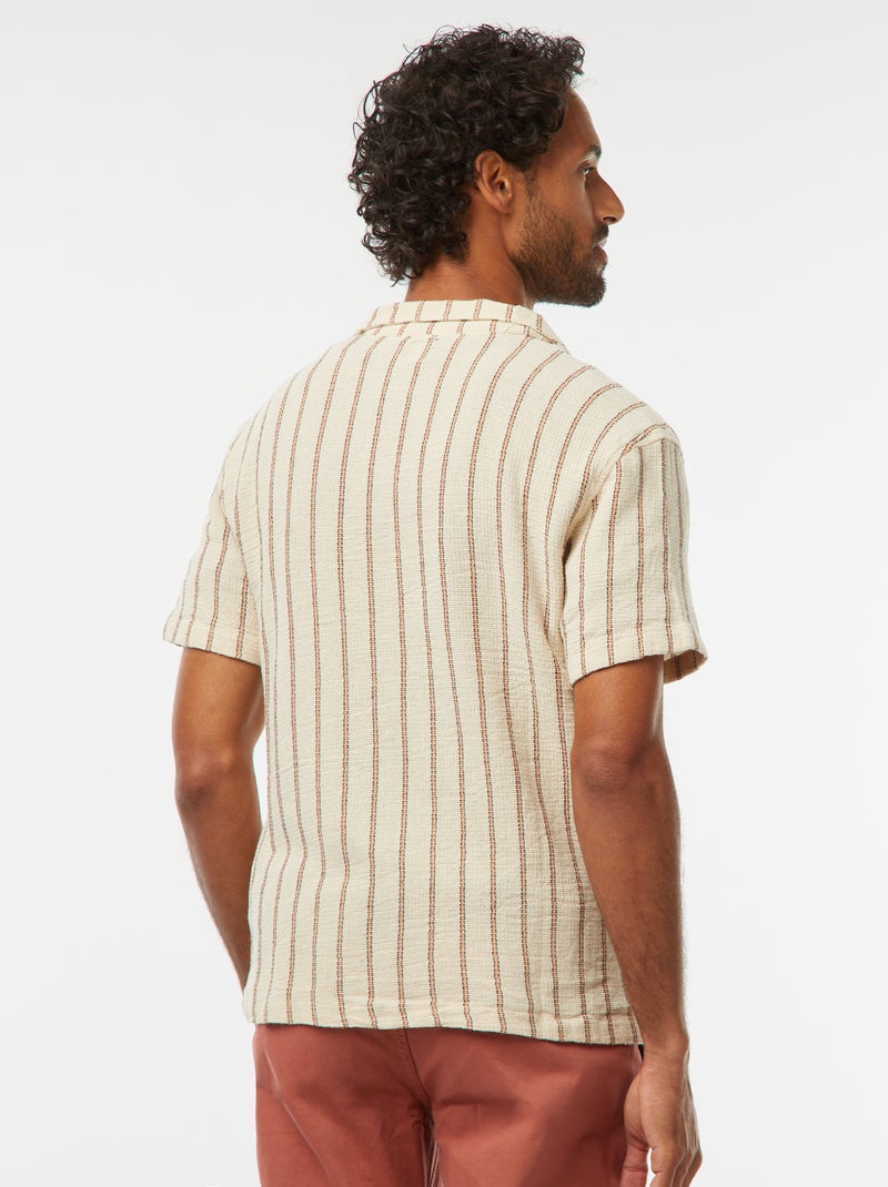 Camicia a maniche corte con righe Bianco - Kiabi