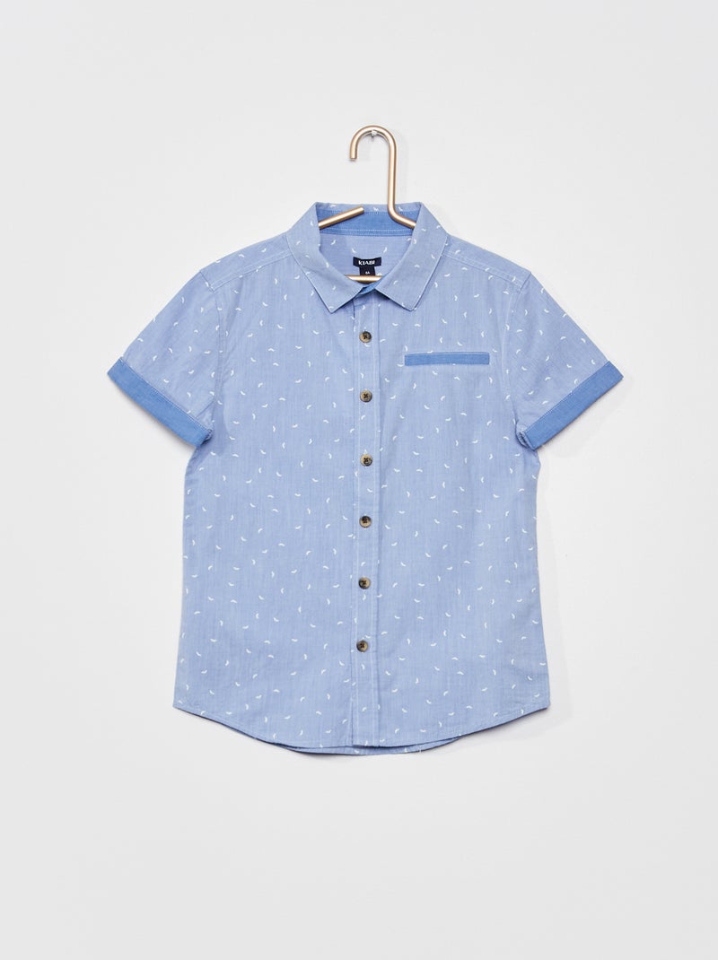 Camicia a maniche corte con stampa 'baffi' BLU - Kiabi
