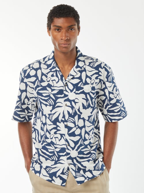 Camicia a maniche corte con stampa in misto lino - Kiabi