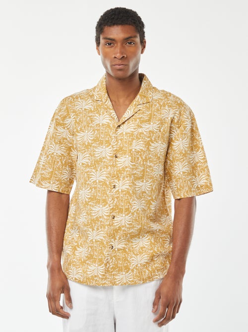 Camicia a maniche corte con stampa in misto lino - Kiabi